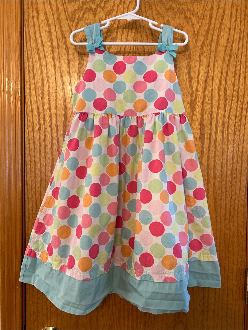 Gymboree Girls Polka Dot Twirl Sundress with Aqua Trim Sz 8
